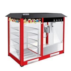 Popcorn machine with warming showcase